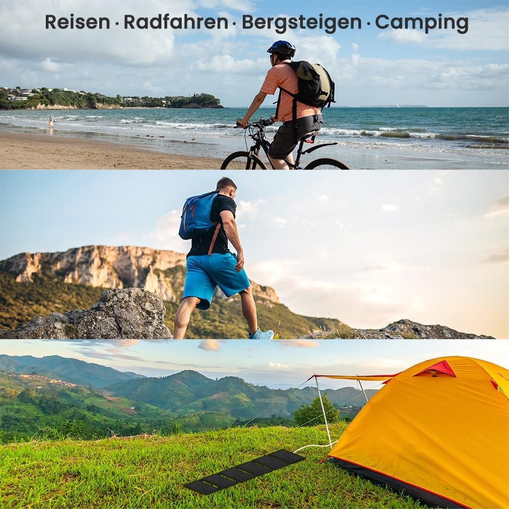 FlexSolar 40W Foldable Solar Panel Charger, USB-C USB-A & DC Outputs | Waterproof portable solar charger for camping, hiking, backpacking; works with phones, power banks and tablets - Image 7