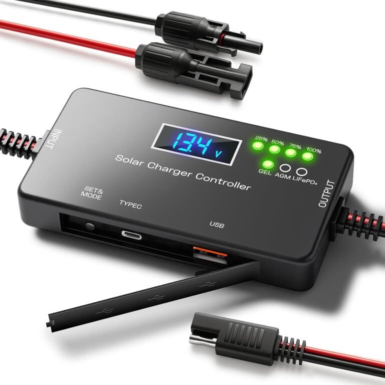 12V 20A PWM Solar Charge Controller with LCD for LiFePO4 AGM Gel Battery | 12V Intelligent Solar Panel Battery Regulator with 22W Type-C & 18W USB Fast Charging, Multi-Protection, Easy Connection