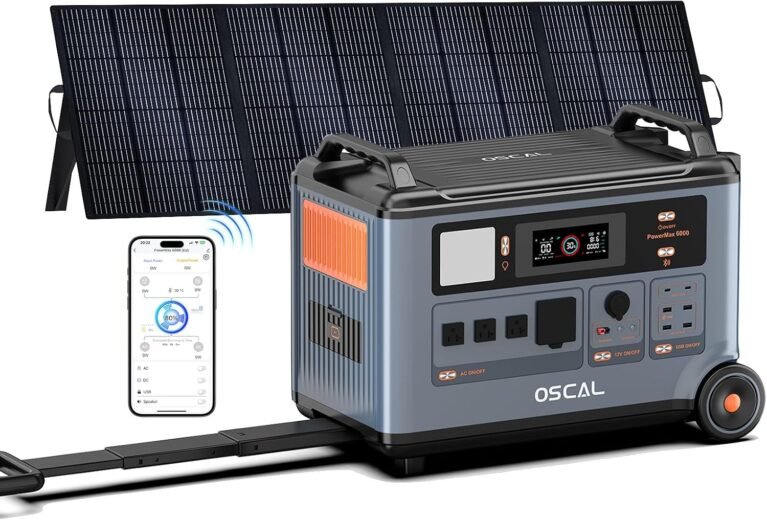 PowerMax 6000 Solar Generator, 120/240V Split Phase Voltage 6000W AC Outlets (9000W Peak), 3600Wh Power Station Expandable to 57.6kWh, Emergency for Home (PowerMax 6000(3600Wh)+200W)