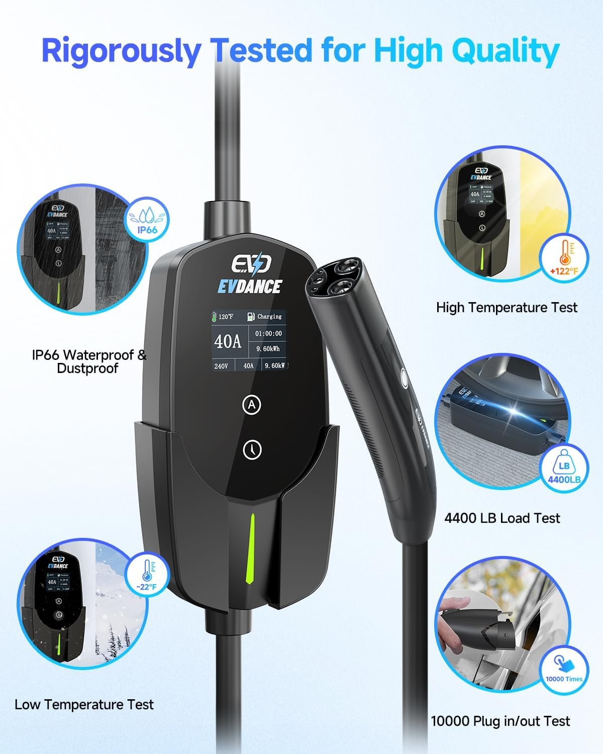 Level 2 EV Charger for Tesla, 40A / 9.6kW Fast Home EV Charging Station with NEMA 14-50 Plug, 25FT Cable, Adjustable Current & Delay Timer, Compatible with All Tesla Model 3/Y/S/X (NACS Plug) - Image 9