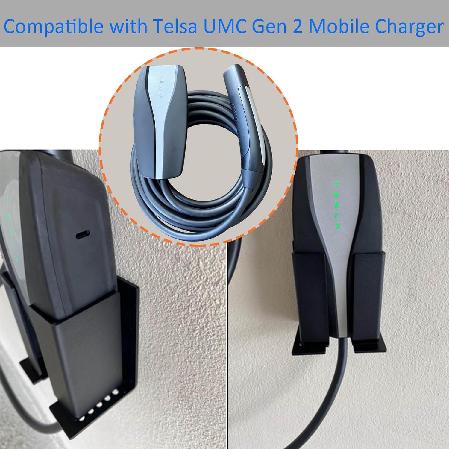 EV Charger Holder Enduring Metal EV Charging Box Holder | Adjustable for Different Size EV Mobile Charger Controller, Black Wall Mount Bracket Fit Max Size 4.76x2.95 Inches - Image 4