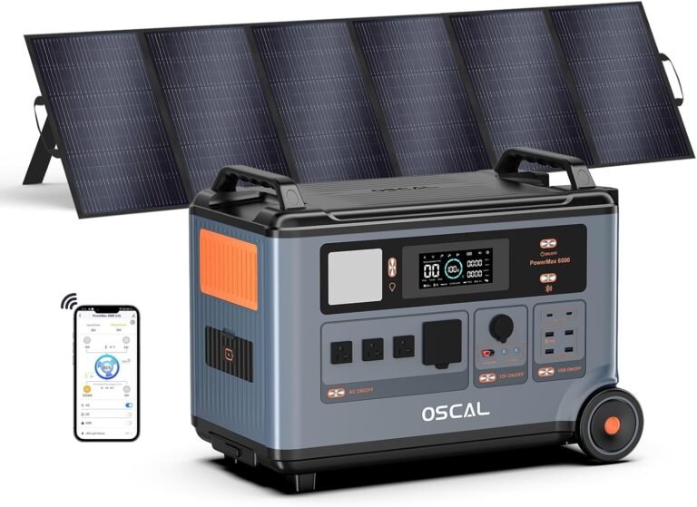 PowerMax 6000 Solar Generator 120/240V with 500W Portable Solar Panel | 3600Wh Power Station 6000W AC Outlets (9000W Peak), 2200W AC Charging/2400W Solar Charging, Home Battery Backup