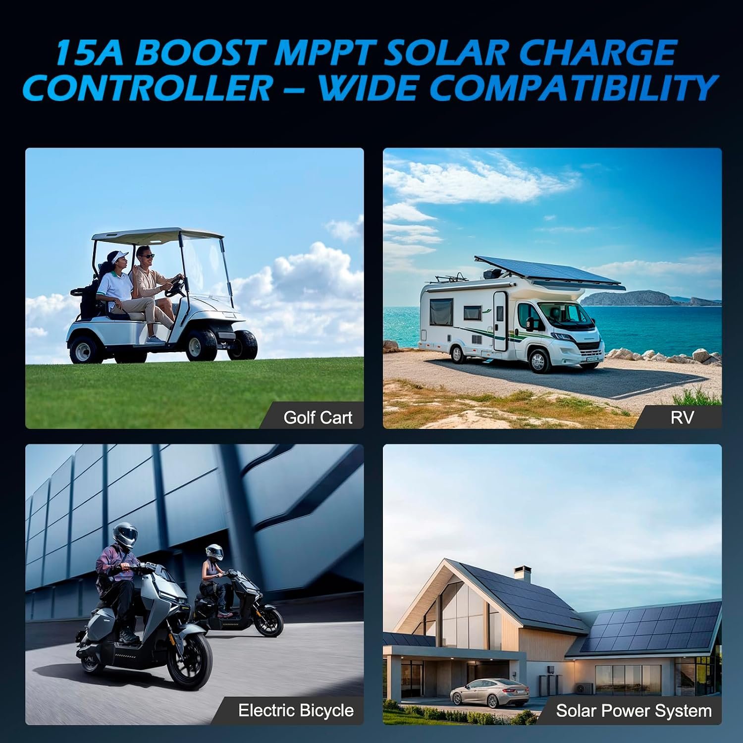 15A Boost MPPT Solar Charge Controller 600W | 12-60V to 48V/60V/72V Step-Up | LiFePO4/Ternary Lithium/Lead-Acid/AGM/Gel | Color LCD | 99% Tracking | RV Golf Cart Off-Grid | 1-Year Warranty - Image 3