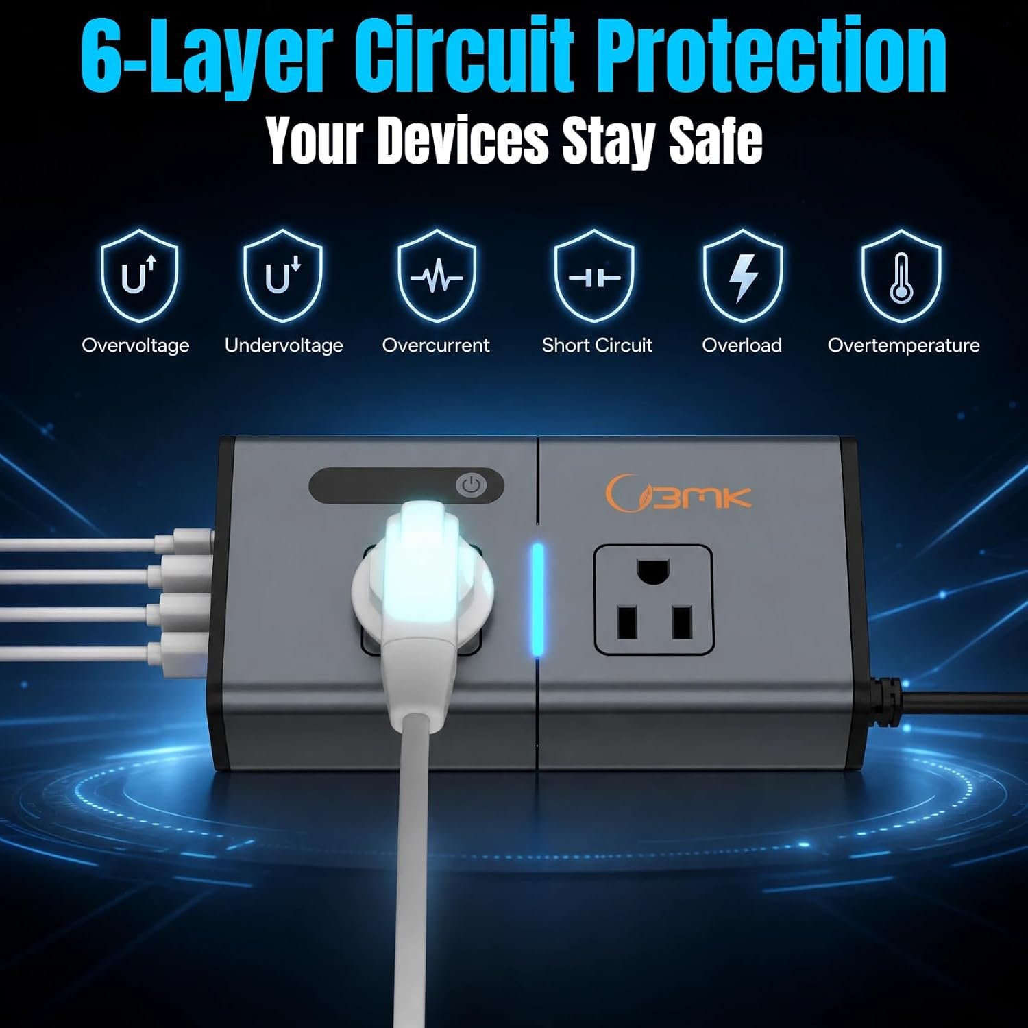 200W 7-in-1 Car Power Inverter DC 12V to 110V AC with Dual PD 36W USB-C & QC 3.0 30W, 2 AC Outlet Car Plug Adapter, LED Voltage Display, Quiet Cooling Fan for Laptop Road Trip Camping - Image 5