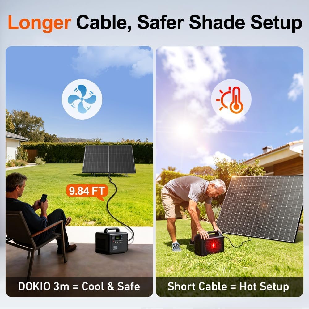 DOKIO 800W Solar Panel Set, Two 400W 31V Panels for 24V Off-Grid Systems | Two 400W panels with 9.84 ft cables,aluminum frame and pre-drilled holes; built for yards, sheds,and off-grid installations - Image 4