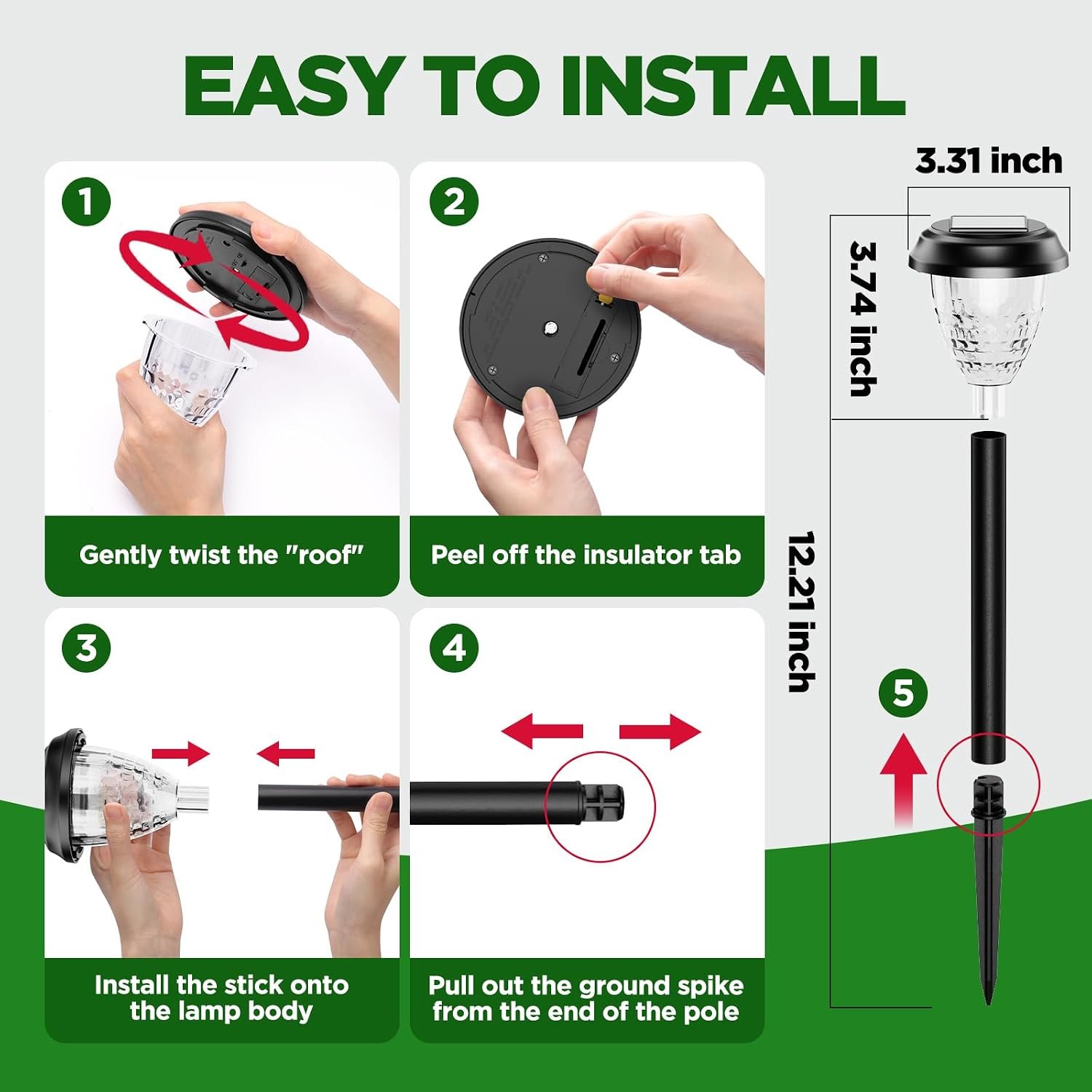 URAGO Super Bright Solar Lights Outdoor Waterproof-10 Pack, Dusk to Dawn Up to 12 Hrs Solar Powered Outdoor Pathway Garden Lights Auto On/Off, LED Landscape Lighting Decorative for Walkway Patio Yard - Image 7