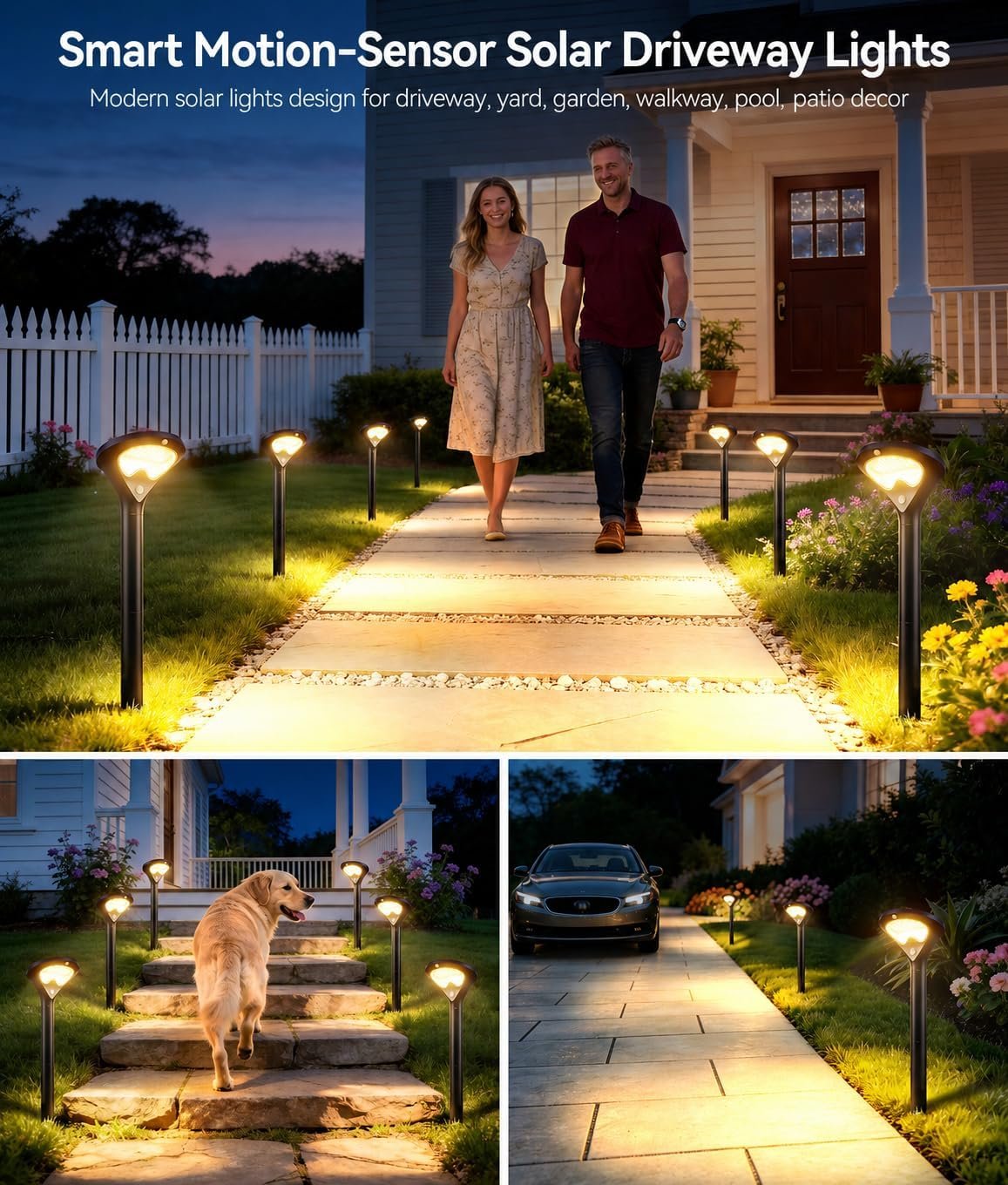 ELECLINK Solar Pathway Lights Outdoor with Motion Sensor, 6 Pack Security Solar Garden Lights, 400LM Bright LEDs, Larger Glass Panel, 3 Modes Waterproof Path Lights for Yard Patio Walkway Driveway - Image 9