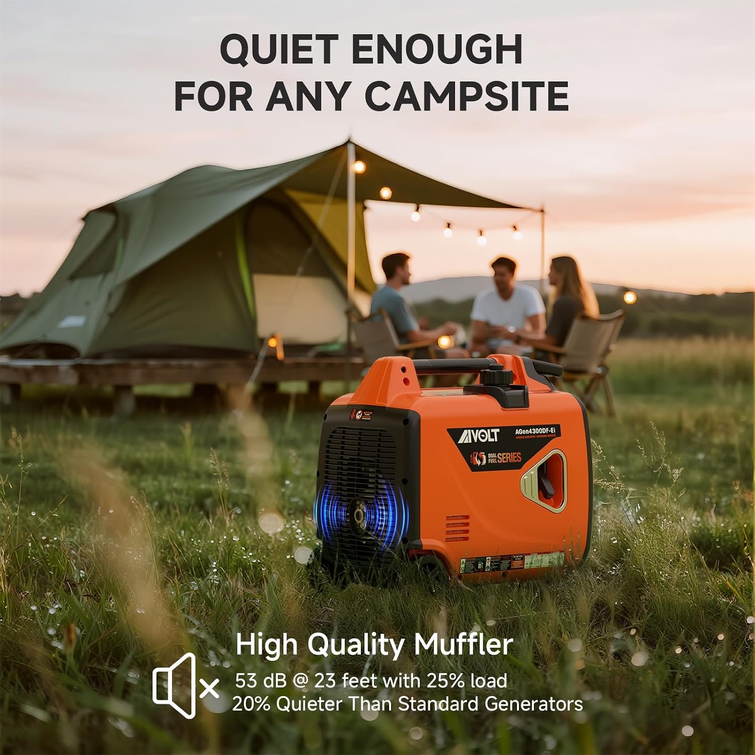 AIVOLT 4300W Dual Fuel Inverter Generator 53dB Quiet for RV Camp Home | Remote/Electric Start. 64lbs Wheels Kit. Auto-Switch Gas/Propane. 34h Propane Runtime. CO Auto-Shutoff. Parallel Ready. - Image 3