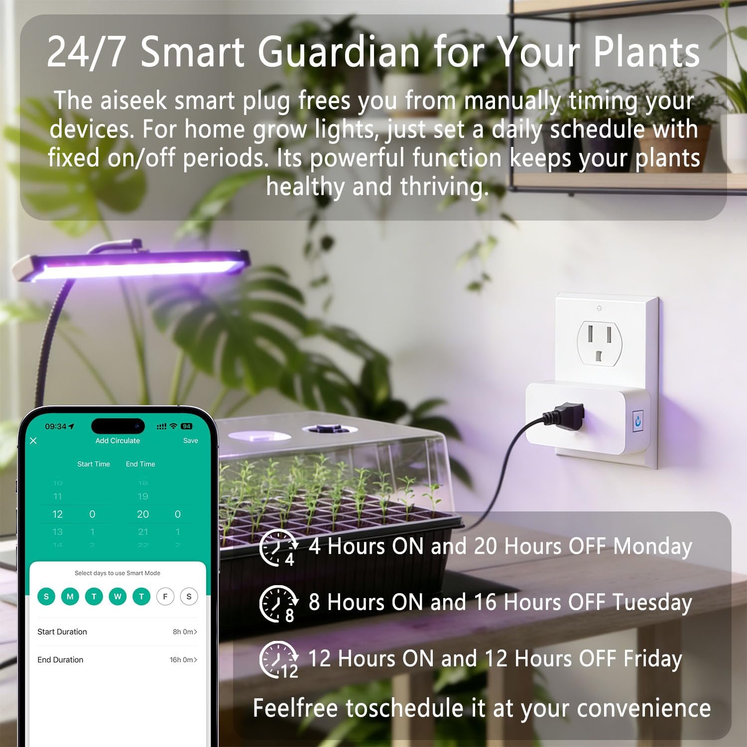 Smart Plug Outlet with Energy Monitoring, 15A 2.4 GHz Wi-Fi, 4-Pack | Tuya App Control, Alexa and Google Assistant Voice Control, 1800W Max Load, Schedules and Timers, ETL Listed, FCC Certified - Image 6