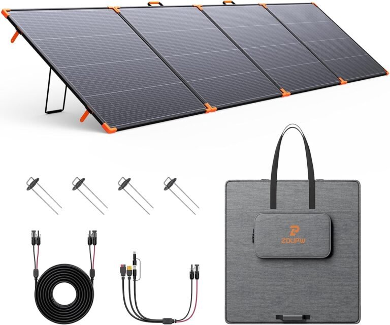 ZOUPW 480W Bifacial Portable Solar Panel N-Type 16BB for Power Station | 25% Efficiency Foldable Solar Charger for EcoFlow Delta/Bluetti/Anker C1000,IP68 Waterproof for Offgrid RV Home Power Backup