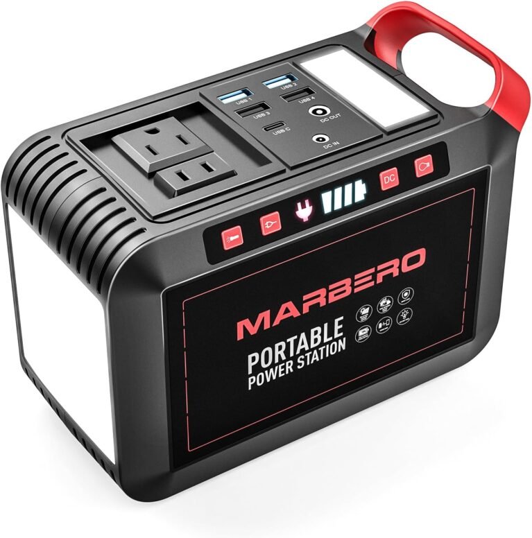 MARBERO 200W Portable Power Station 148Wh Camping Solar Generator Laptop Power Bank with AC Outlet 110V, DC, USB QC3.0, LED Flashlights for CPAP Home Outdoor Trip Emergency Backup | Power Bank with AC Outlet 110V Solar Generator with 8 Output Ports for Camping Home Backup Outdoor Emergency Hunting Fishing