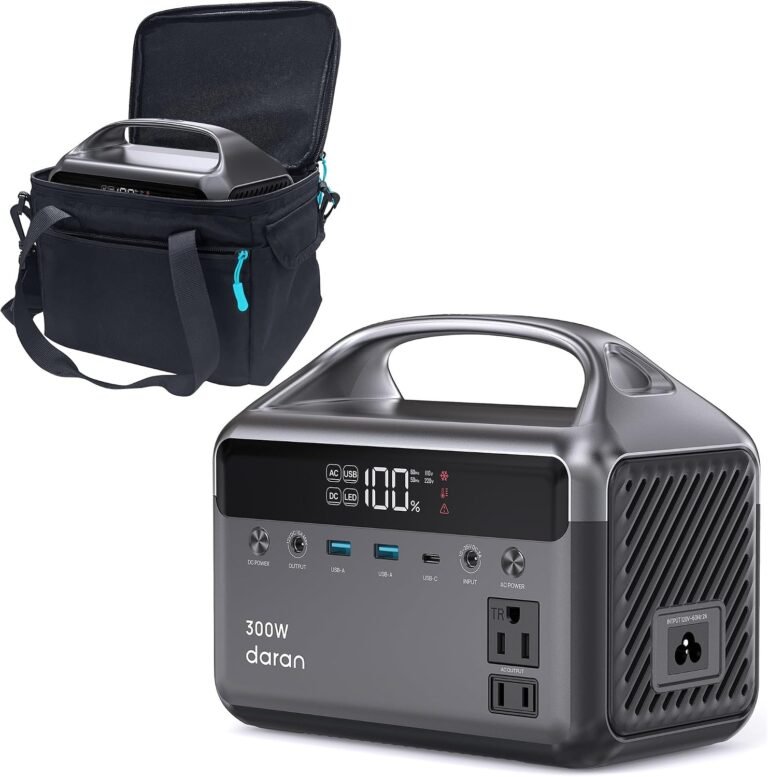 Portable Power Station 192Wh(60,000mAh) with Bag, 300W (600W surge) Power Bank LiFePO4 Battery Backup, Compact Solar Generator 6-Port Design w/2 AC Outlets for Home,RV, Hurricane, Camping,Emergency