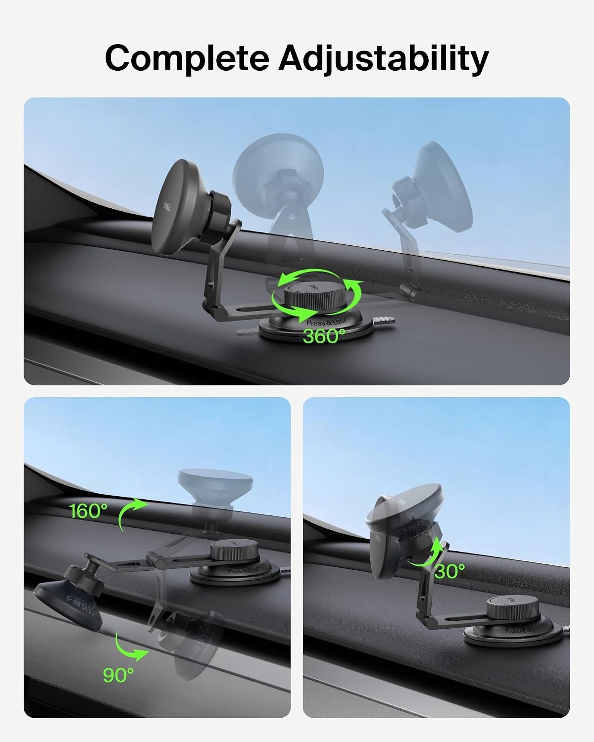 Belkin Qi2 15W Magnetic Wireless Mount for Tesla, Fast Charging Car Charger | MagSafe Compatible, iPhone 15/16/17, Samsung Galaxy S26, AirPods, iPads, MacBook, Chromebook, Car Phone Charger - Image 6