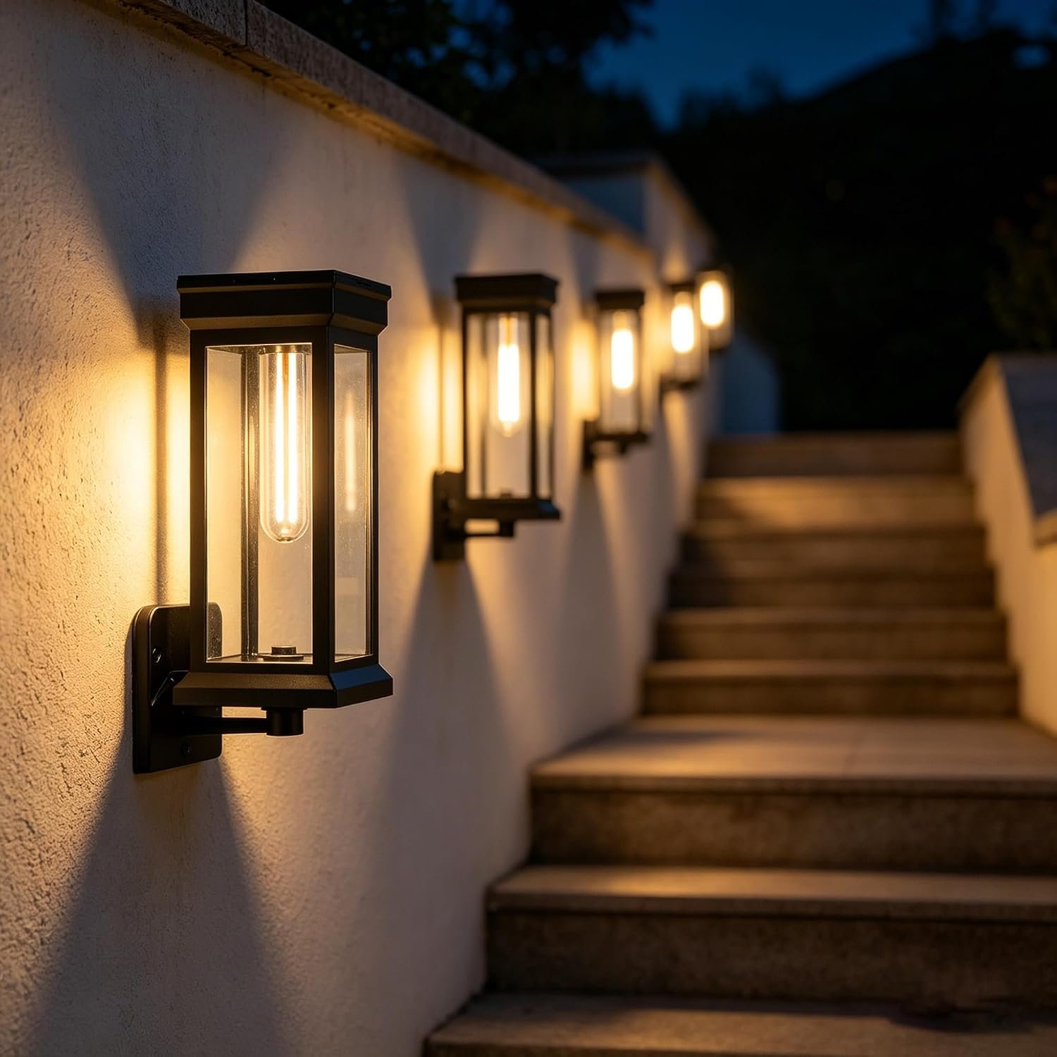 pearlstar Outdoor Solar Wall Lights 2Pack Dusk to Dawn Porch Solar Sconces Wall Mounted Lanterns Waterproof Exterior Lighting Fixtures with 2 Lighting Modes, for Outside Fence Patio Garage Yard - Image 7