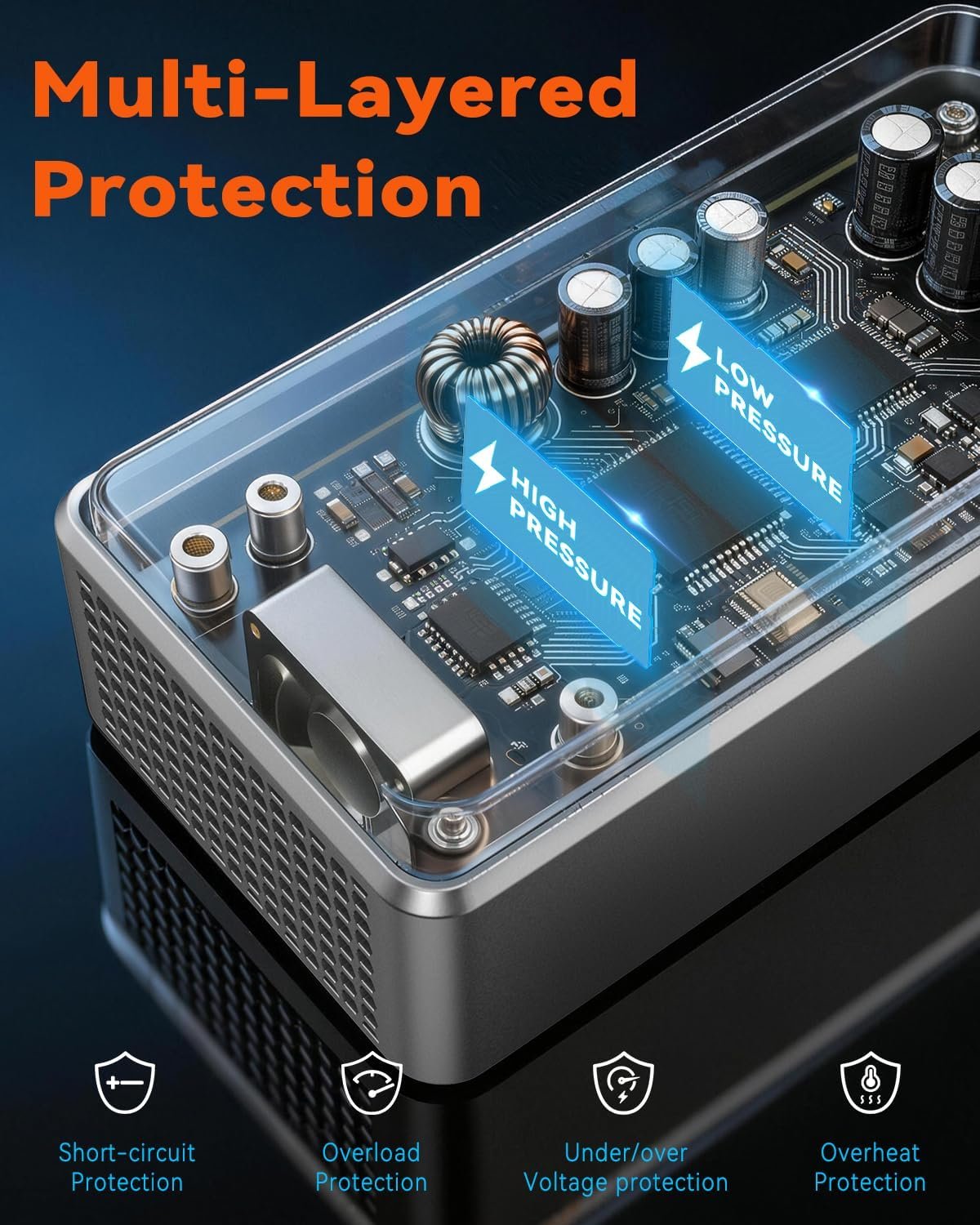 200W Multi-Port Car Power Inverter,Small Auto Outlet Adapter | Portable Inverters for Vehicle-24W USB A/C&3 Plug for Laptop,12V DC to 110V/120V AC,Work with Standard Car Cigarette Lighters - Image 6