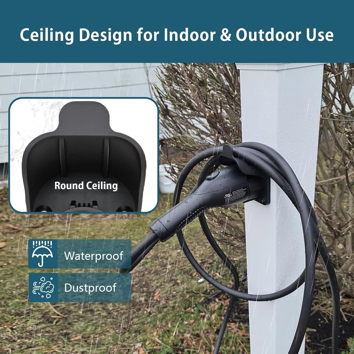 EV Charger Holder Wall Mount J1772 Holder, EV Charger Cable Holder Electric Car Charging Cable Organizer for SAE J1772 Connector - Image 3