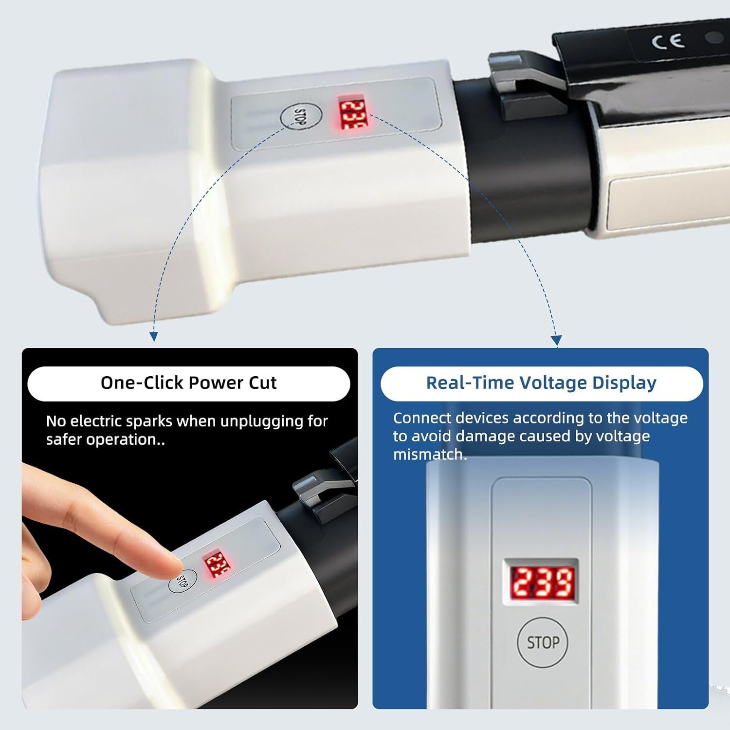 J1772 to NEMA 5-15/5-20 Socket Adapter, Portable EV Charging Station Discharge Converter, J1772 Charger Plug Tap for Charging E-Bikes and Scooters Can Accept AC 100~240V (with Display) - Image 3