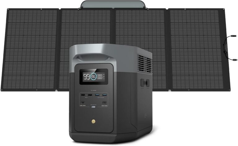 EF ECOFLOW DELTA 2 Max Solar Generator 2048Wh With 400W Solar Panel | LFP Battery Portable Power Station Up to 3400W AC Output Fast Charging 0-80% in 43 Min solar powered generator for Camping RV