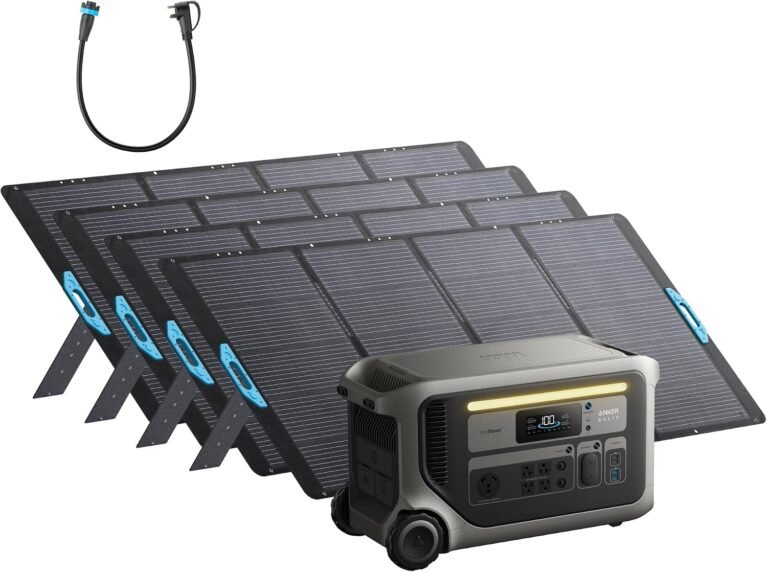 Anker SOLIX F3000 Portable Power Station and 4× 400W Solar Panels, 3,072Wh | 3,072Wh LiFePO4 Battery, 6,000W Fast Recharging, Generator-Ready, Solar Generator for Home, Outdoor, RVs, and Emergency Use