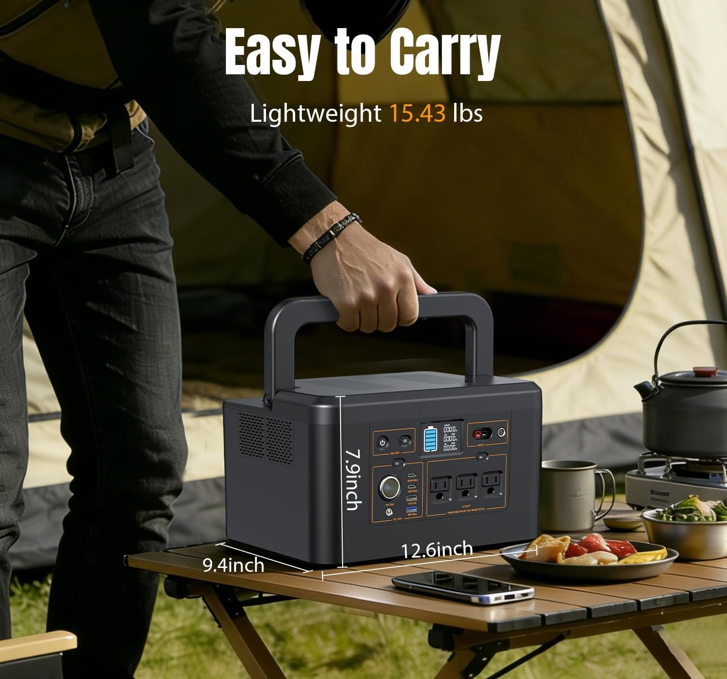 Portable Power Station 650W (1200W Peak), 576Wh Solar Generator | LiFePO4 Battery 3.5 Hour Fast Charging for Home & Emergency Backup, Hurricane, CPAP (Solar Optional) - Image 6