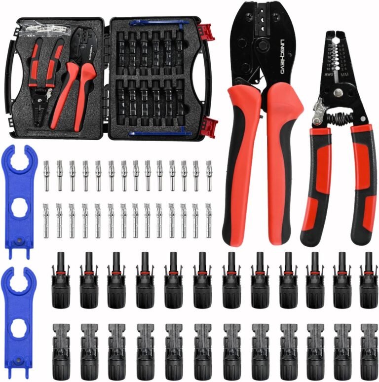 Solar Wire Crimper Tool Kit 14-10 AWG with 12 PCS MC4 Connectors | Includes Wire Crimping Tool and Stripper,2 Spanner Wrenches, 12 Solar Panel Connectors for PV Installation