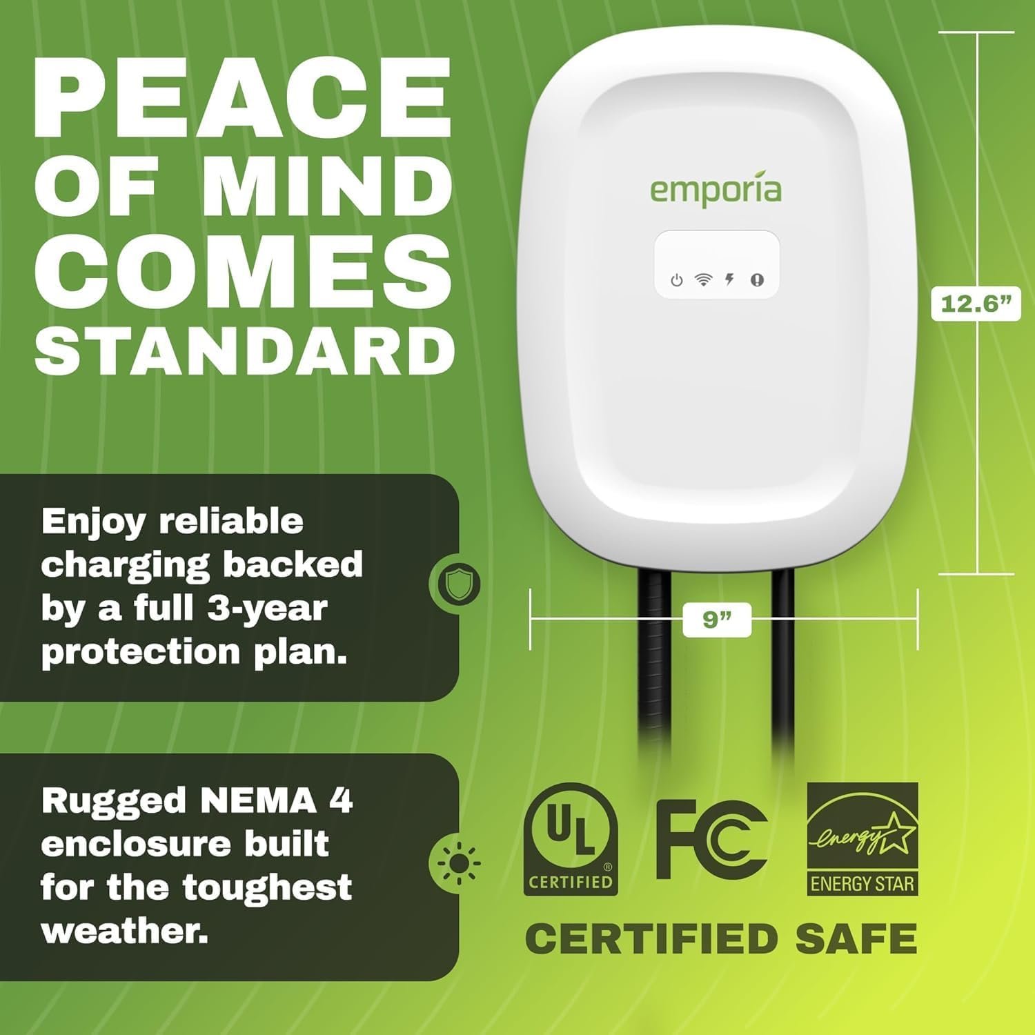 EMPORIA Level 2 EV Charger w/ J1772 Connector — 48 Amp, 240V WiFi Enabled Electric Vehicle Charging Station, 25ft Cable, Hardwired with Whip, White - Image 8
