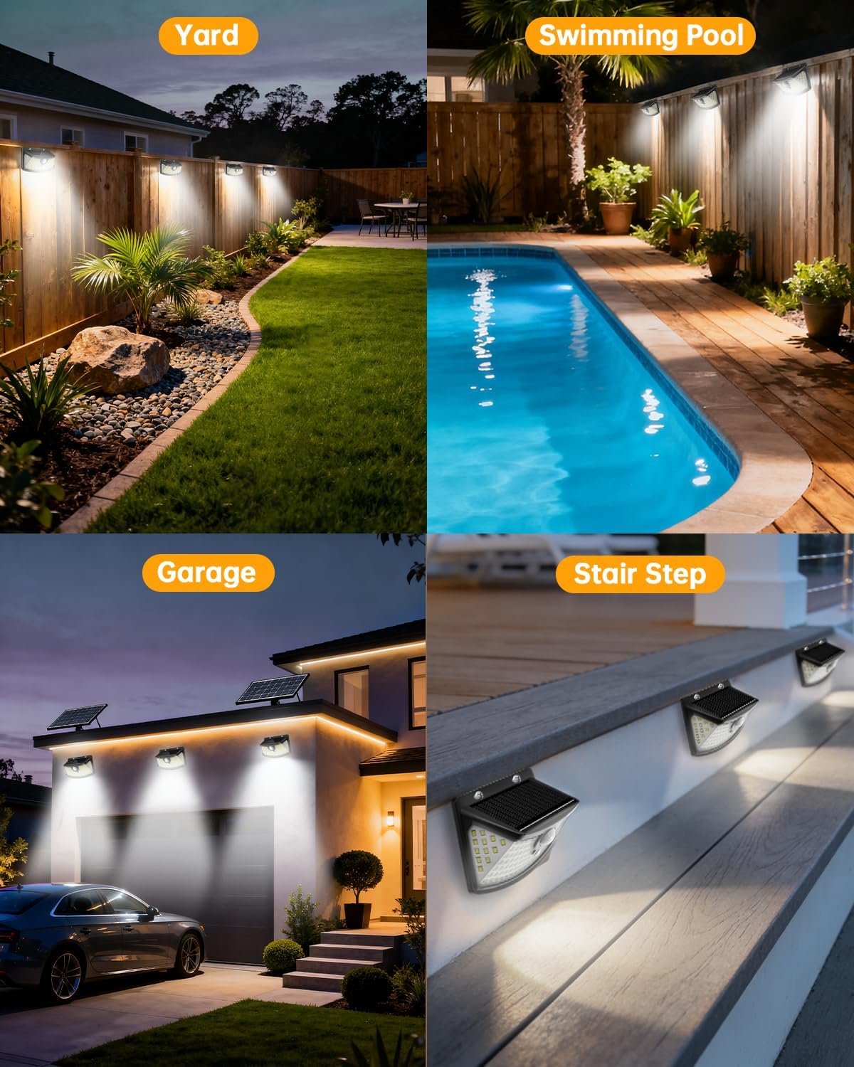 Aootek Solar Motion Sensor Lights Outdoor 120 LEDs, Black, 6 Pack | Lights Reflector, 270° Wide Angle, IP65 Waterproof, Step Lights For Front Door, Yard, Garage, Deck - Image 7