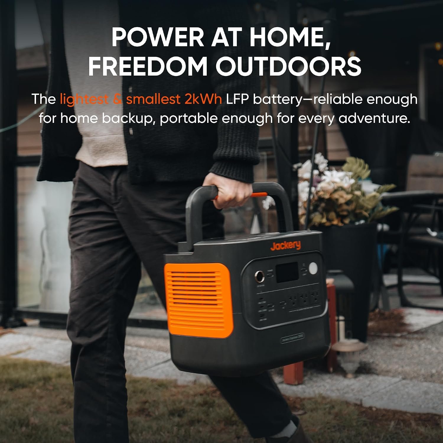 Jackery Explorer 2000 v2 Portable Power Station, 2042Wh, 2200W AC Output | LiFePO4 Battery, USB-C PD 100W Fast Charging, Solar Generator for Emergencies, Power Outages, Camping (Solar Panel Optional) - Image 3