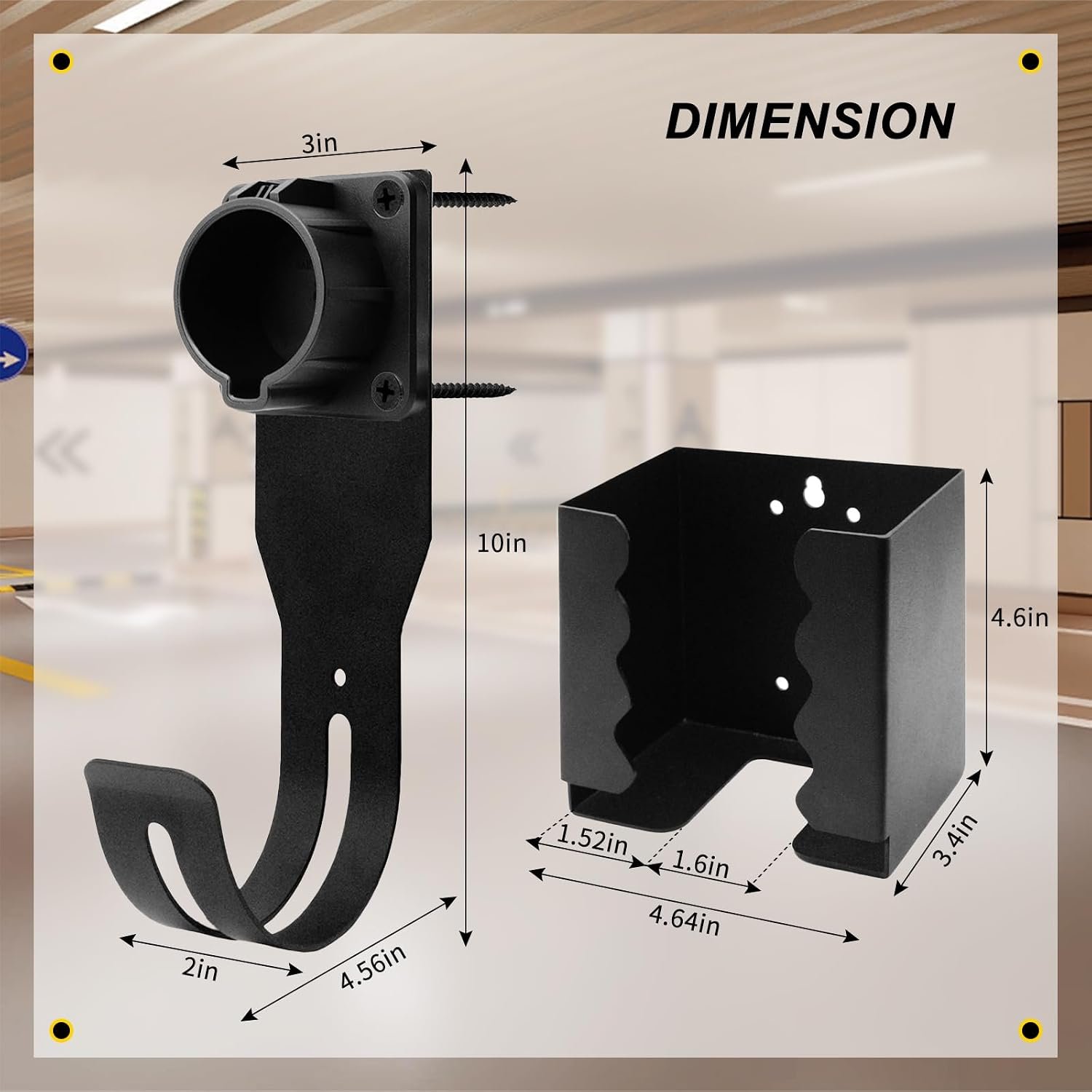 EV Charger Holder Wall Mount Kit EV Charger Holster Dock for SAE J1772 Connector, J-Hook EV Charger Cable Holder & EV Charging Box Holder for Electric Vehicles Outdoor/Indoor - Image 7