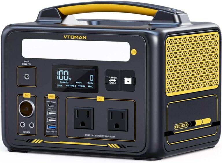 VTOMAN Jump 600X Portable Power Station 600W, 299Wh LiFePO4 Battery | 1200W Surge AC Outlet, PD 60W USB-C, 2-In-1 Solar Generator with Jump Start for Blackout, Camping, Outage and Road Trip