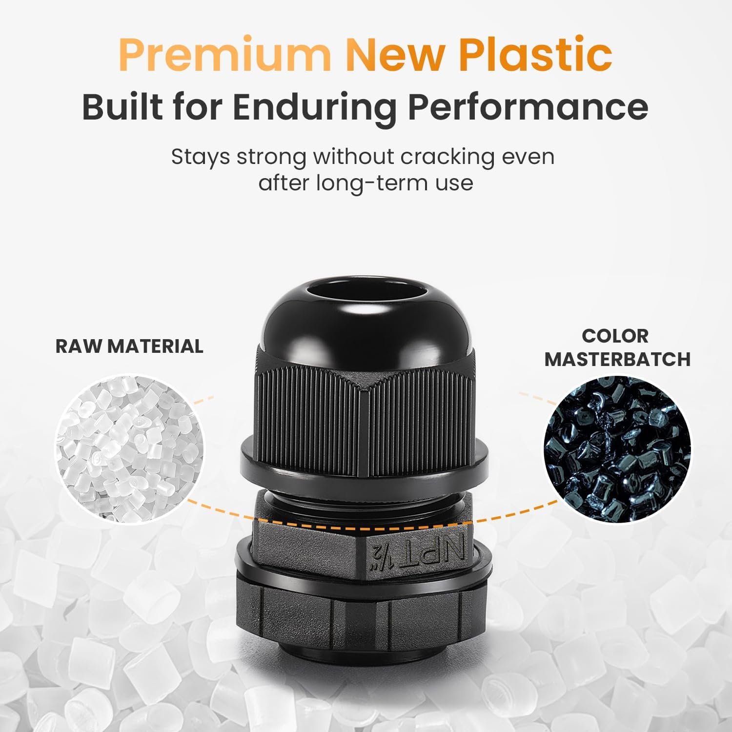 QILIPSU 12pcs 1/2" NPT Cable Gland Waterproof IP68 Nylon Cable Pass Through Cord Grip Connector Strain Relief Wire Grommet - Image 3