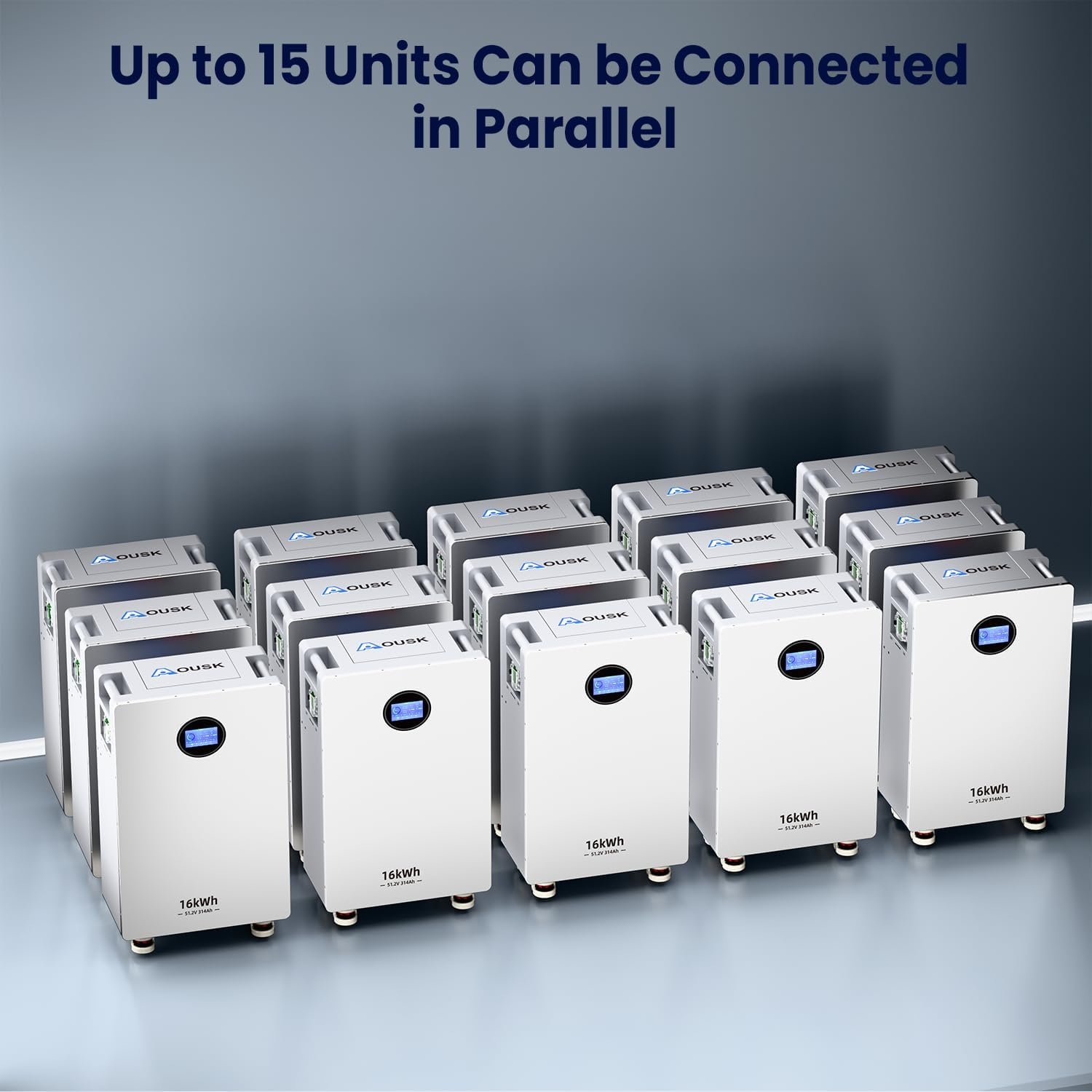 48V 314Ah Lifepo4 16.07kWh Lithium Battery, Build in 200A BMS High Capacity Energy Storage with Breakers, LCD Touchscreen, RS485/CAN/RS232, Ideal for Home Backup, Off-Grid, Solar System - Image 6