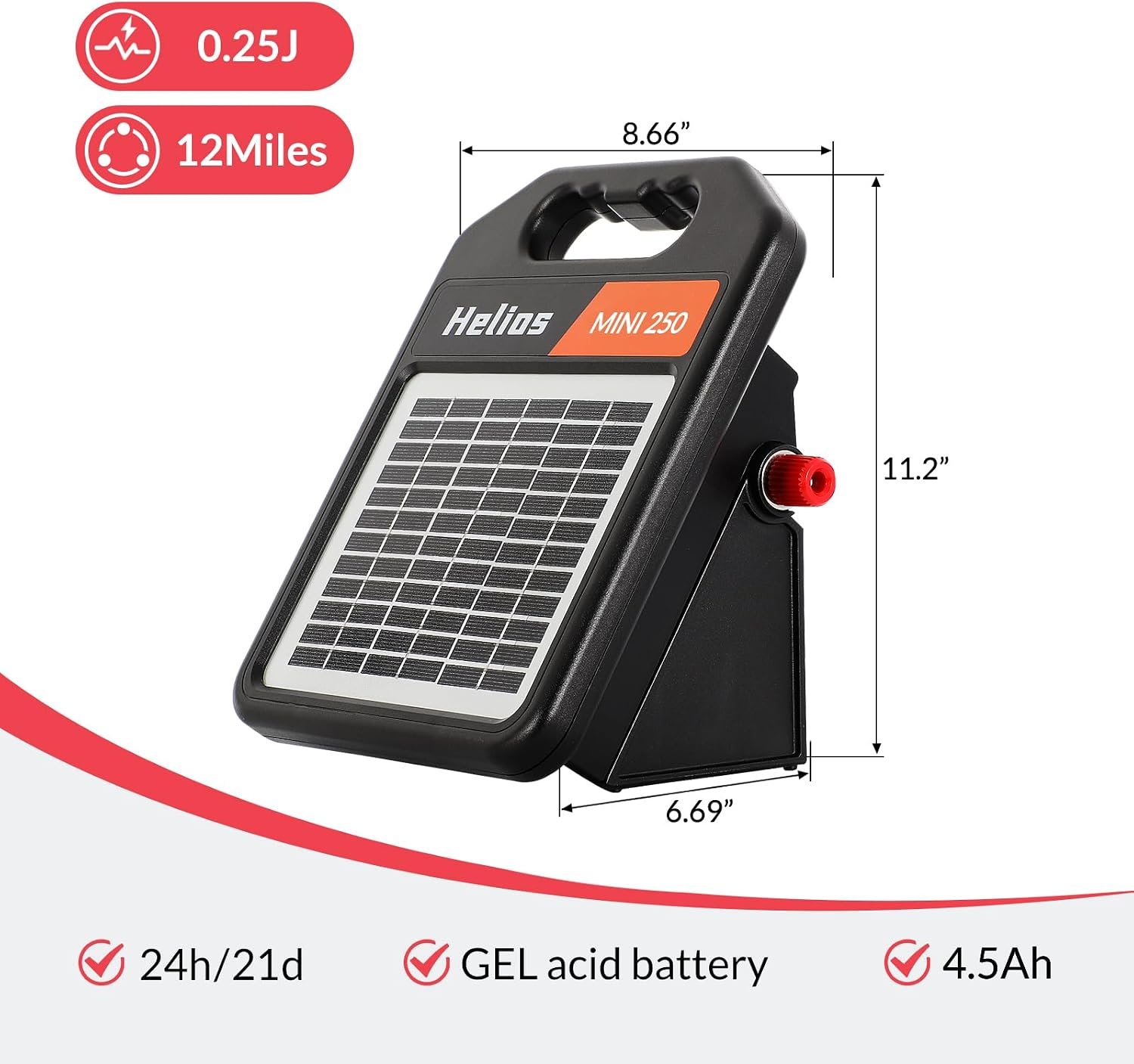 Andmon MINI250 Solar Electric Fence Charger with Day or Night Mode, 0.25Joule Portable Solar Fence Charger - Image 6