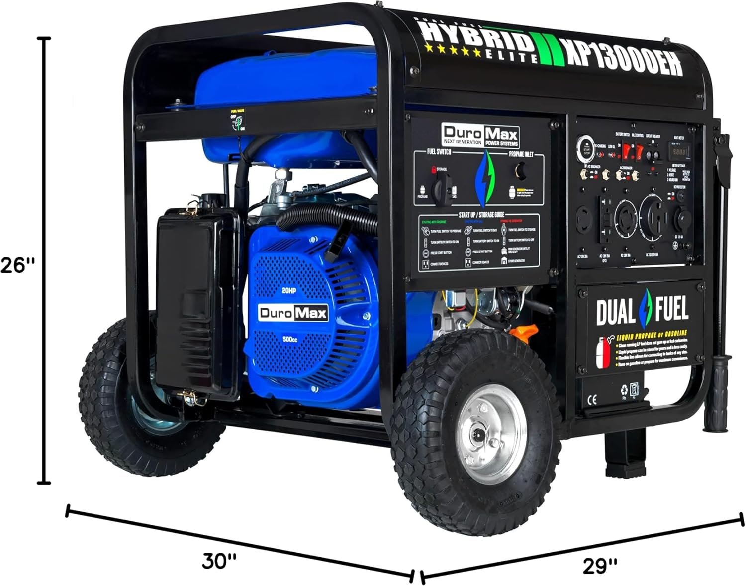 DuroMax XP13000EH 13,000-Watt Dual Fuel Portable Generator - Gas & Propane, Electric Start, Whole Home Backup Power, Transfer Switch Ready, RV & Emergency Ready - Image 8