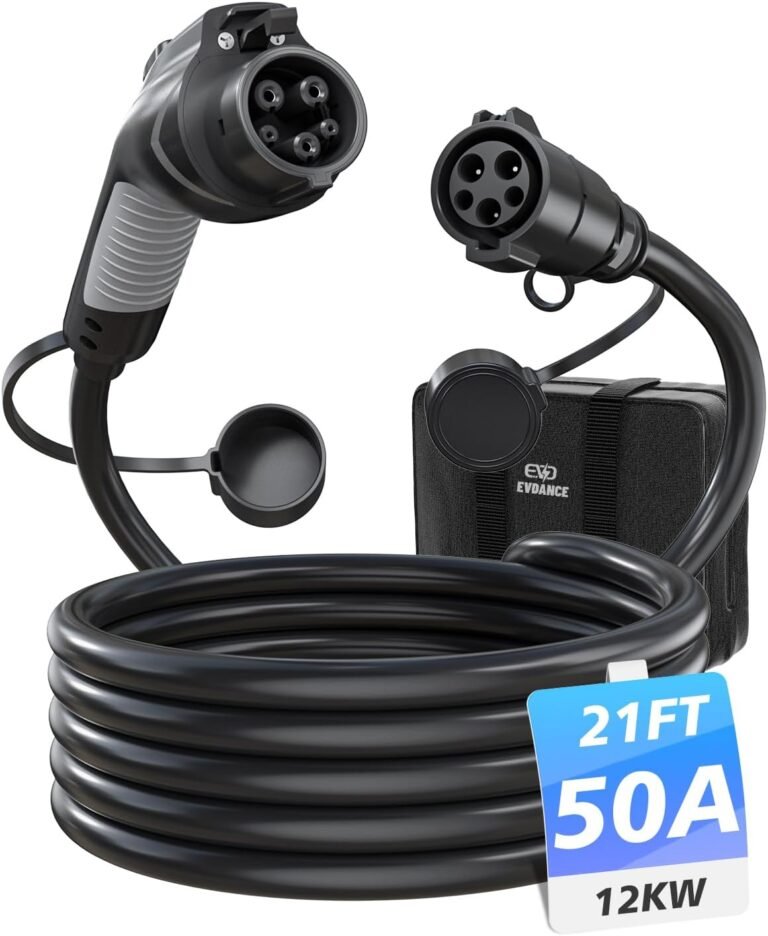EV Charger Extension Cable, J1772 Extension Cable 50A 21FT Charging Cord for Electric Vehicle 110V-240V Compatible for All SAE J1772 Chargers (50A - 21FT)