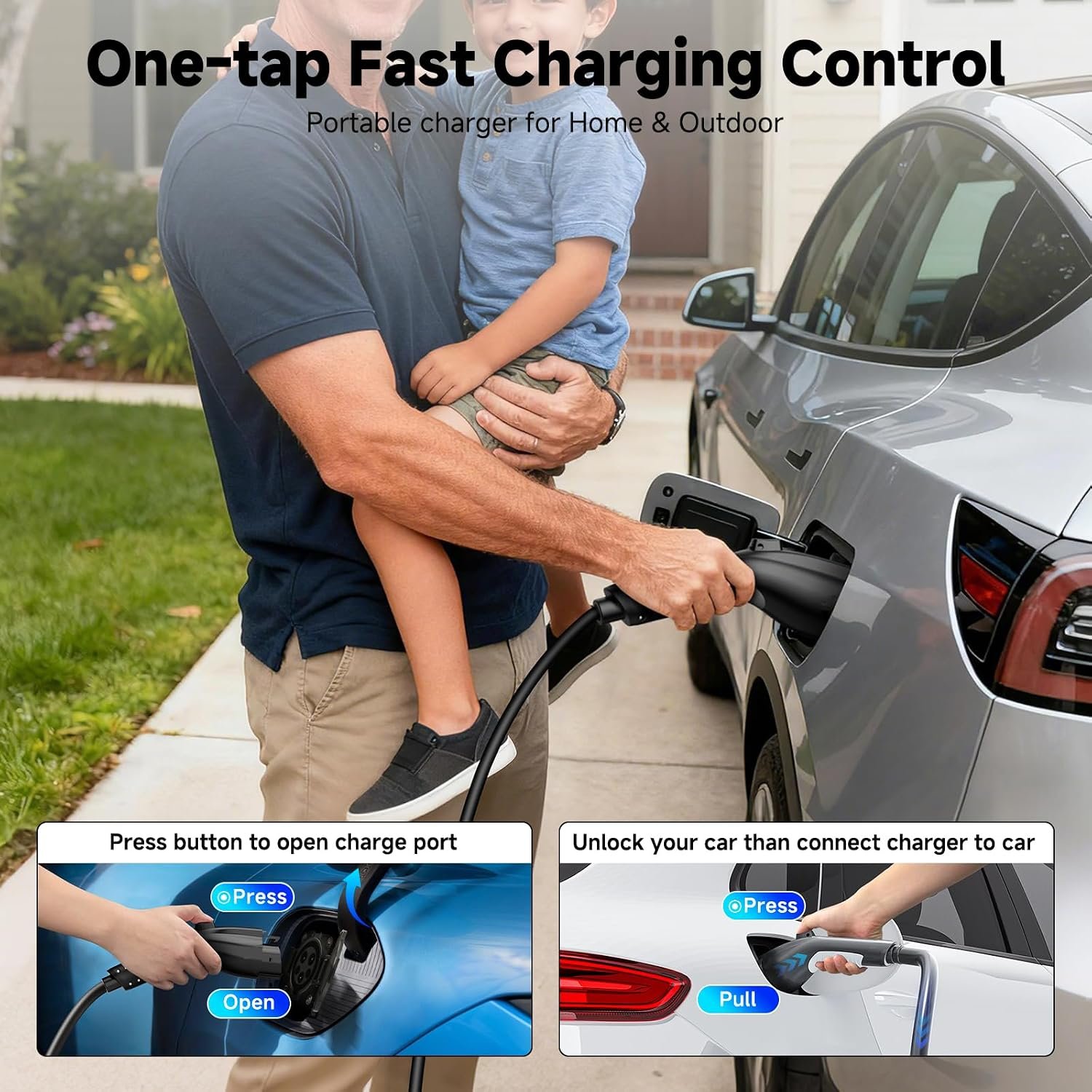 Level 1&2 Portable EV Charger (WiFi) with App Control, 8-16Amp Adjustable Current & Timer, 110V–240V, NEMA 5-15 & 6-20 Plug, 25Ft EV Charging Cable, J1772 Electric Car Charger for All PHEV/EV - Image 7