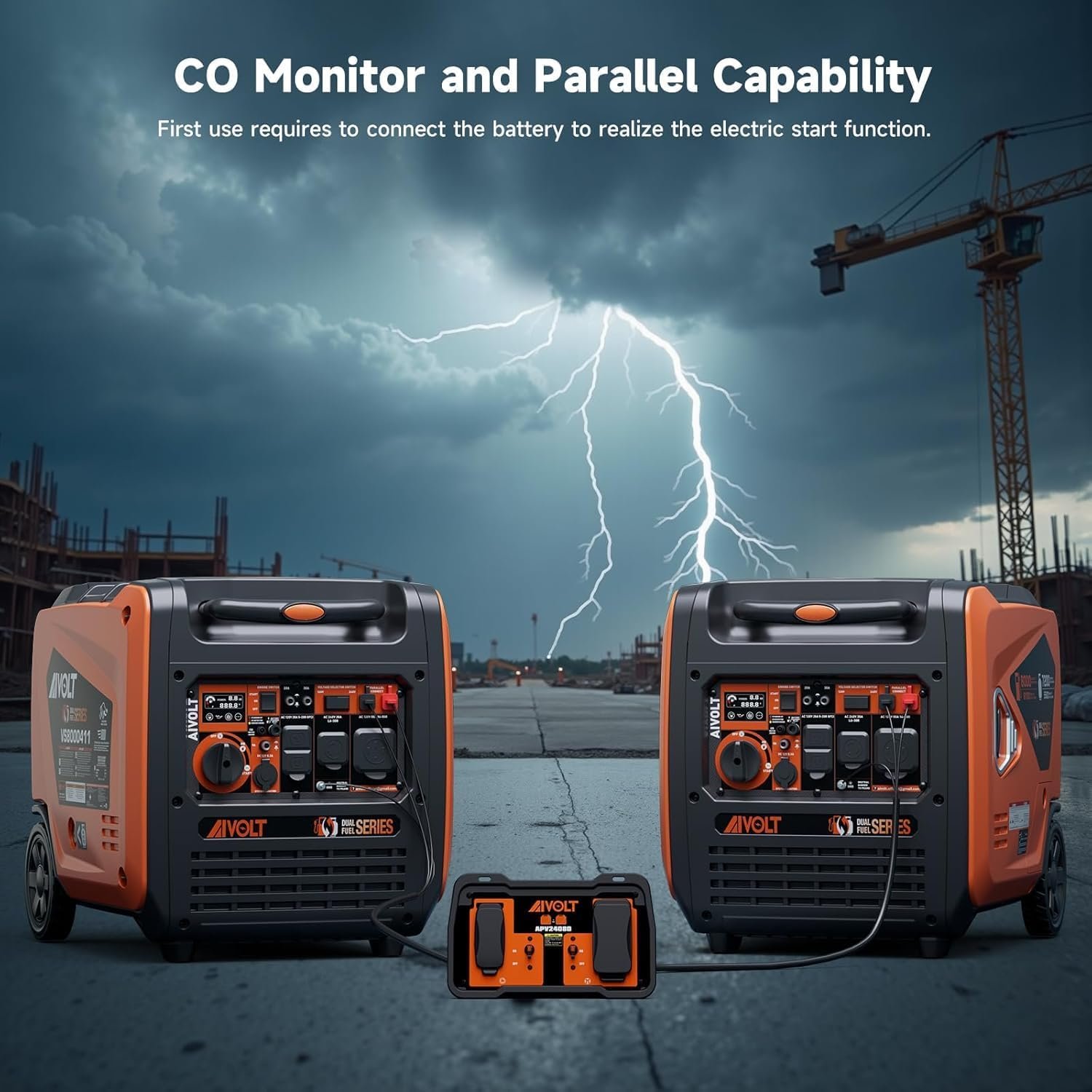 AIVOLT 8000W Dual Fuel Inverter Generator 50A RV Generator | Dual Fuel Ready, 120V/240V, Super Quiet 62 dBA, Clean Inverter Power, CO Auto-Shutoff, Electric Start, Portable with Wheels - Image 8