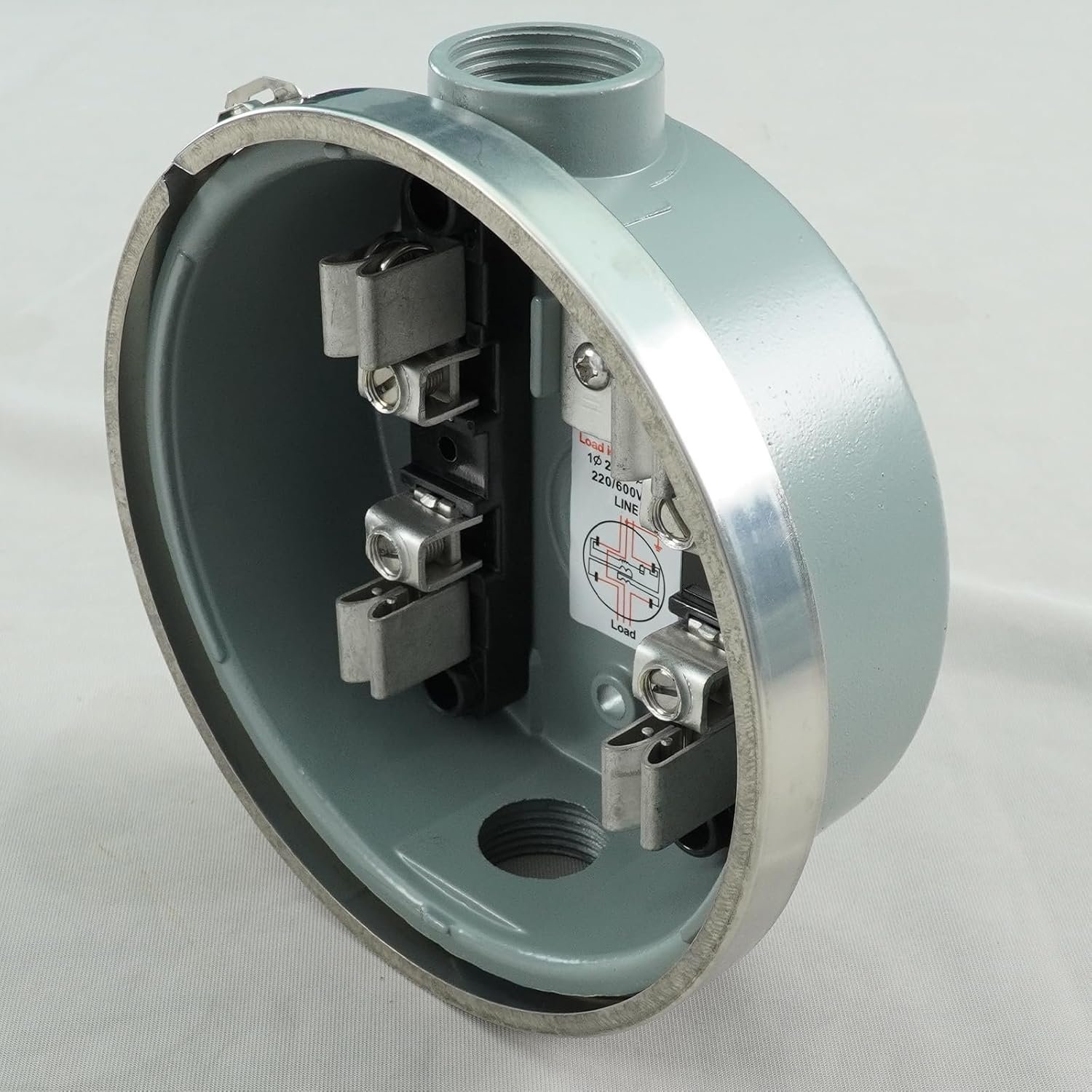 Round 100 Amp Meter Socket | 4 Jaw Meter Base, ANSI C12.7, 240V 3-Wire Ring Type with Horn Bypass, Overhead/Underground Feed for Residential & RV - Image 8