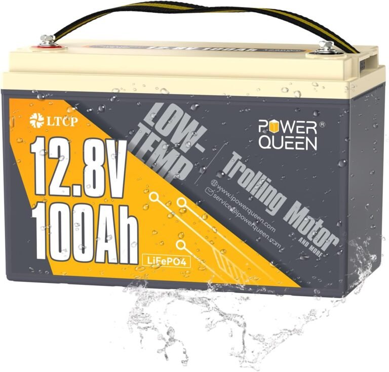 Power Queen 12.8V 100Ah LiFePO4, Upgraded Low Temperature Cut-off Function, Built-in 100A BMS, Grade A Battery Cell, Up to 15000+ Cycles, Perfect for Trolling Motor, Marine, RV and Off Grid