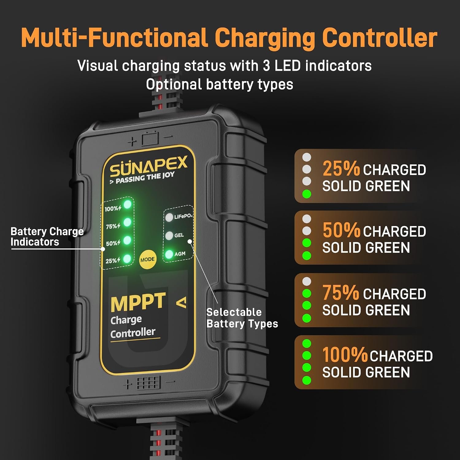 SUNAPEX MPPT 30Watt 12V Solar Car Battery Trickle Charger & Maintainer | Waterproof Flexible Solar Panel Kit | Prevents Overcharging with Smart Controller | Fits 12V Batteries for Boats, RVs & More - Image 5