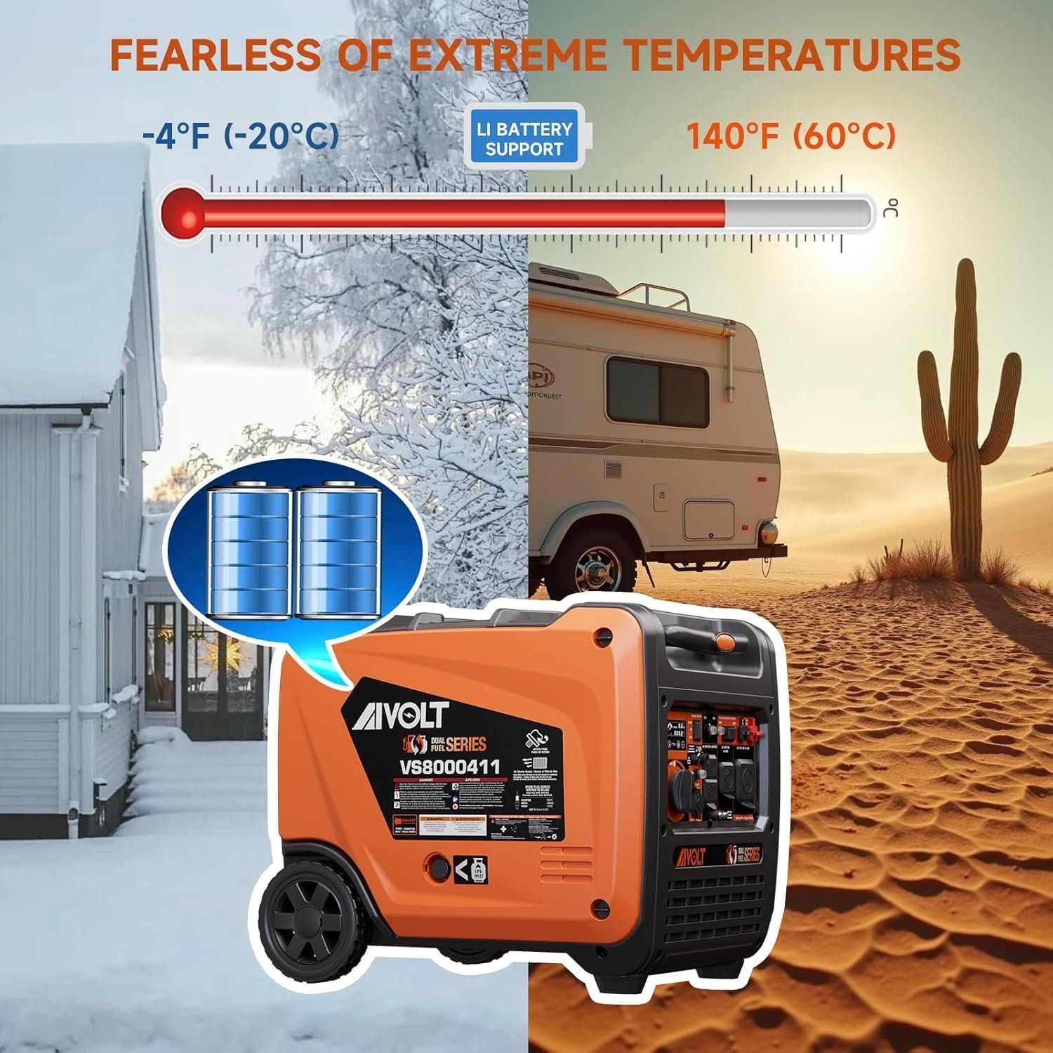 AIVOLT 8000W Dual Fuel Inverter Generator 50A RV Generator | Dual Fuel Ready, 120V/240V, Super Quiet 62 dBA, Clean Inverter Power, CO Auto-Shutoff, Electric Start, Portable with Wheels - Image 2
