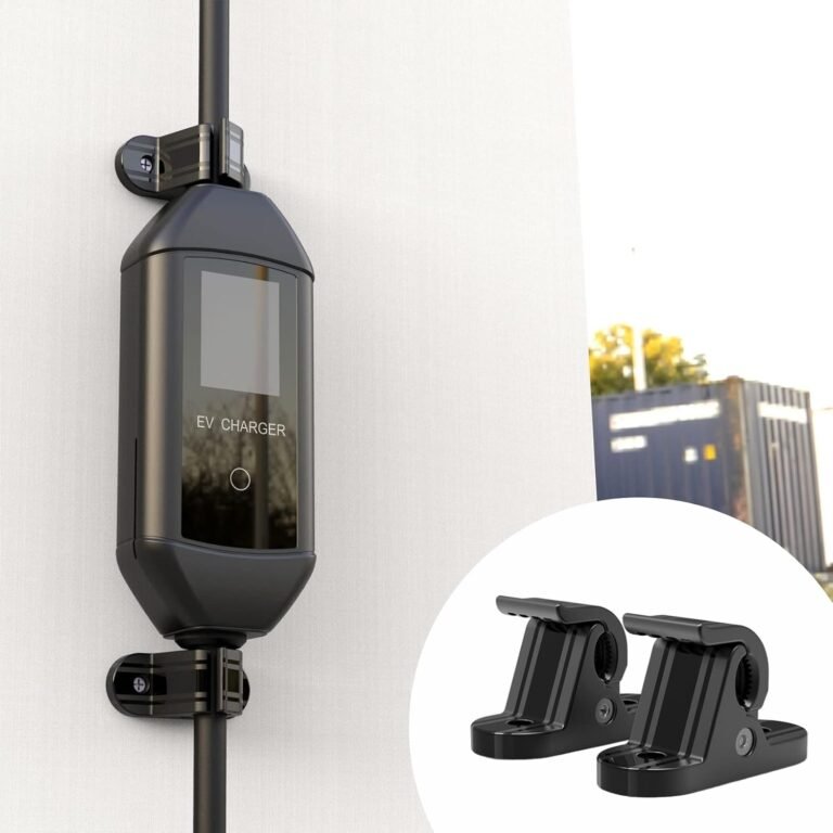 EV Charger Holder Wall Mount Charging Cable Station Accessories Portable EV Charger Control Box Holder Bracket Cable Fixing Clamp Bracket EV Cars PC Material Black