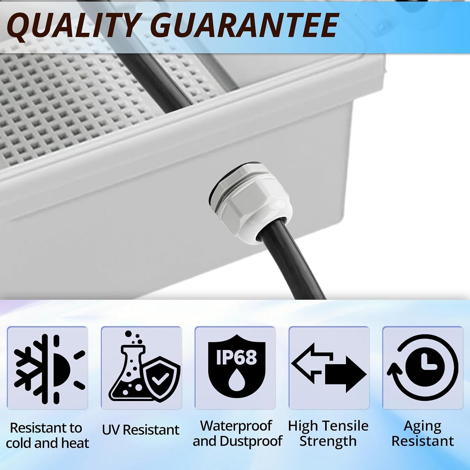 MAKERELE 50pcs NPT Cable Glands Kit Waterproof Strain Relief Connector | Grey, 1/4” 3/8” 1/2” 3/4” 1” 1-1/4”, Nylon, Electrical Conduit Connectors, With Gaskets, for Electrical Junction Box - Image 4