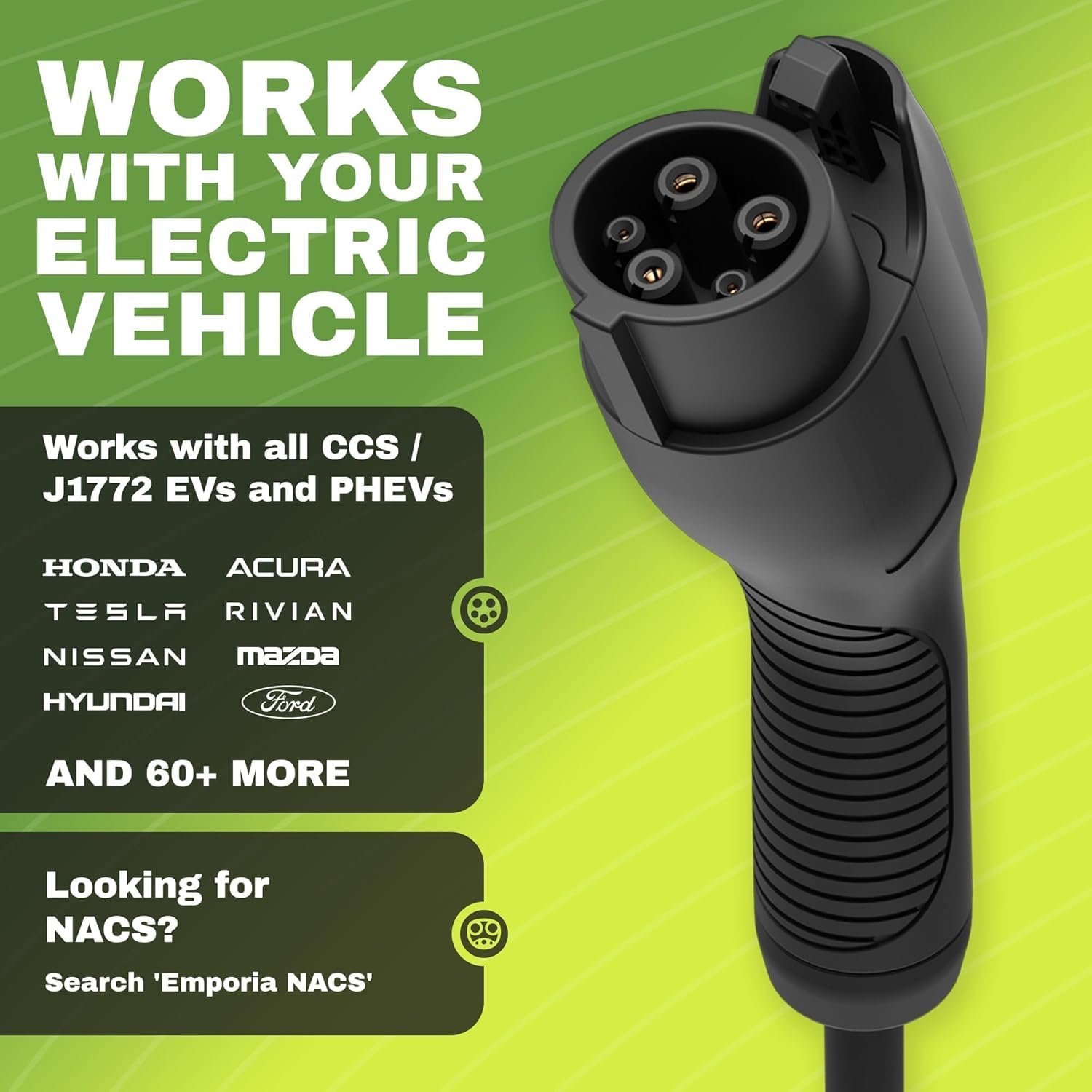 EMPORIA Level 2 EV Charger w/ J1772 Connector — 48 Amp, 240V WiFi Enabled Electric Vehicle Charging Station, 25ft Cable, Hardwired with Whip, White - Image 4