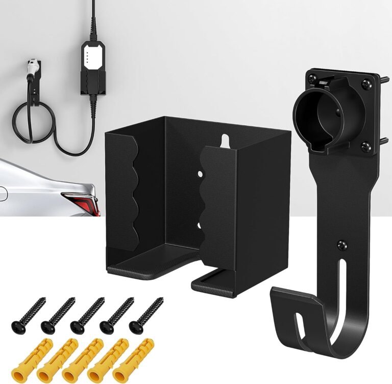 Joinfworld EV Charger Holder Wall Mount Kit | EV Charger Holster Dock, SAE J1772 Connector, J-Hook EV Charger Cable Holder, EV Charging Box Holder, Electric Vehicles