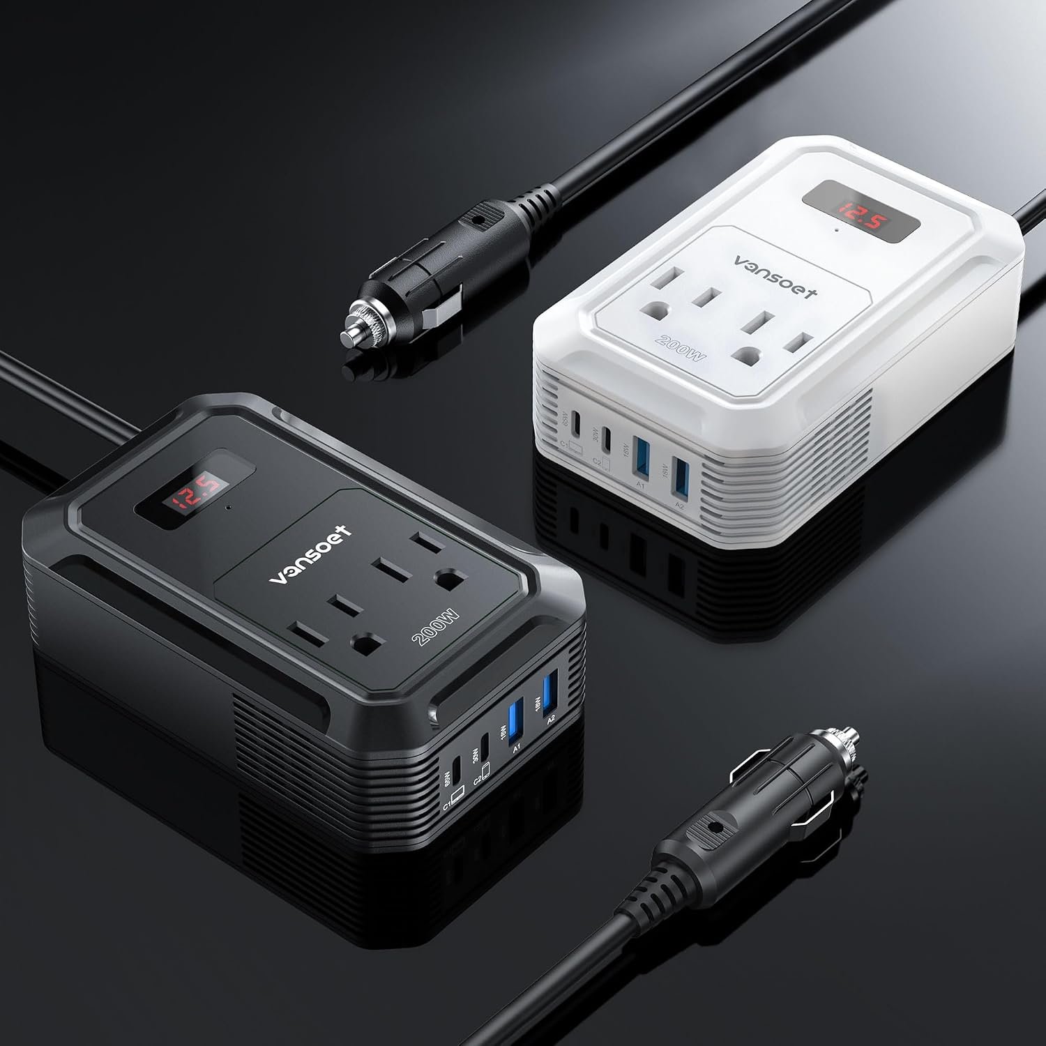200W Car Power Inverter, DC 12V to 110V AC, PD 65W/30W USB C & QC 18W Ports | 2 AC Outlets, Car Plug Adapter Outlet for Laptop/Phone/Road Trip - Image 2