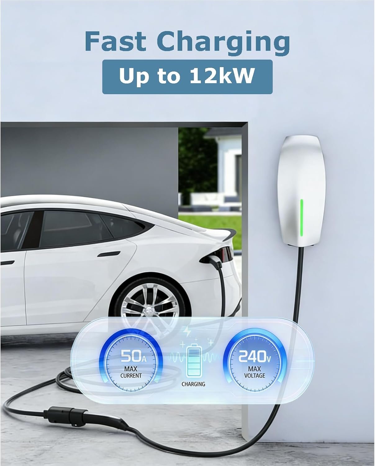 Extension Cord for Tesla, 16.4FT 50A 240V Tesla Charger Extension Cable with NACS Plug, Compatible with Model Y/X/3/S, Level 1/2 Charger Extension for Mobile Connector & Wall Connector - Image 2