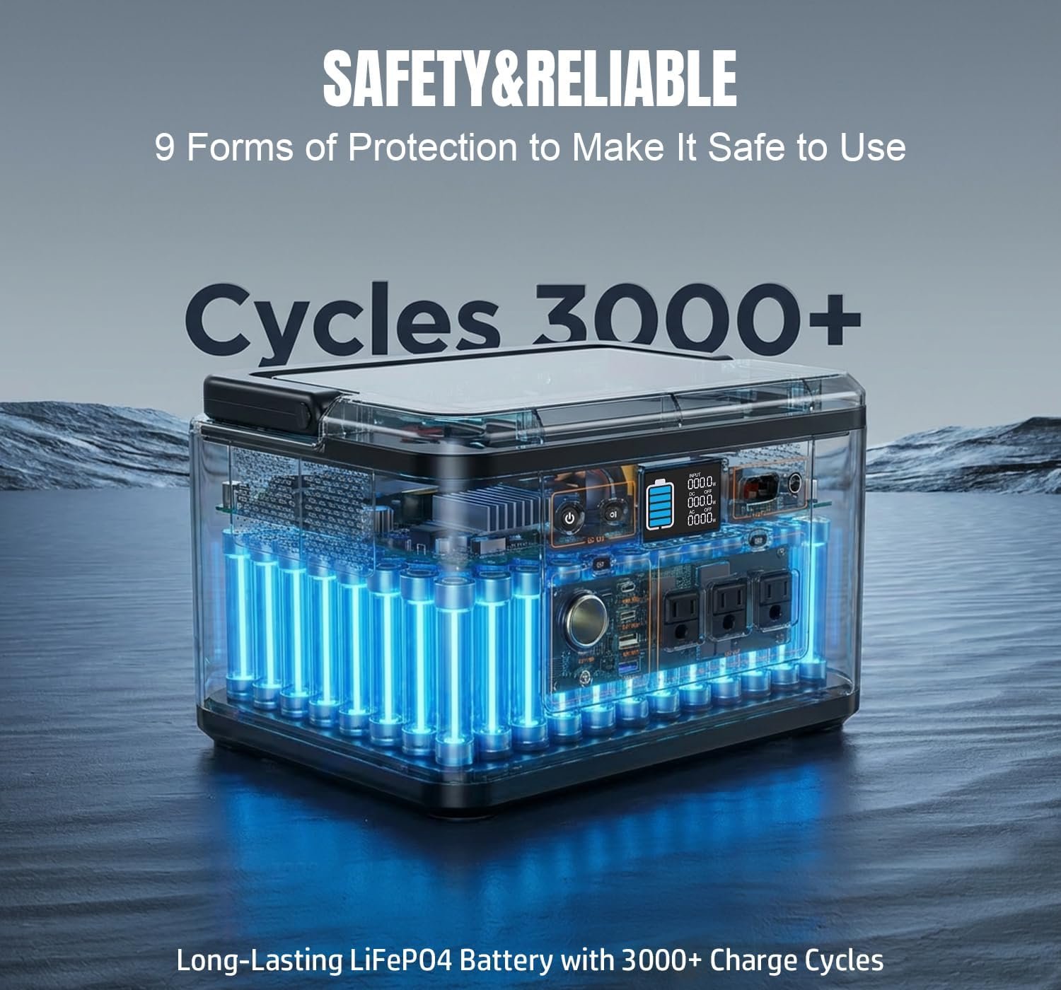 Portable Power Station 650W (1200W Peak), 576Wh Solar Generator | LiFePO4 Battery 3.5 Hour Fast Charging for Home & Emergency Backup, Hurricane, CPAP (Solar Optional) - Image 7