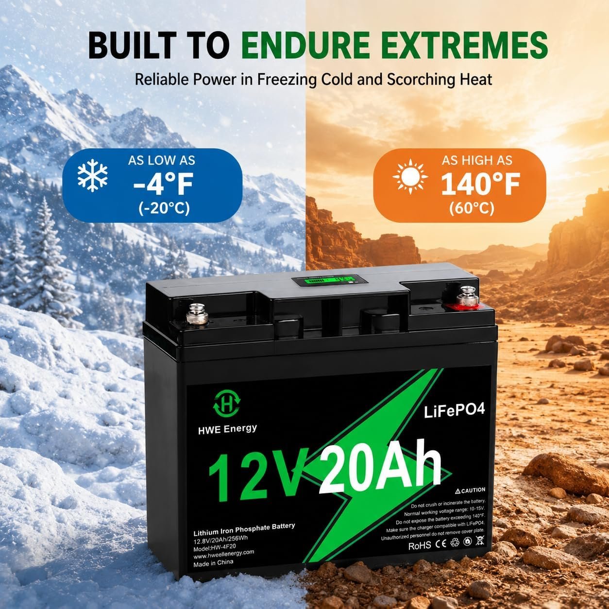 12V 25Ah LiFePO4 Rechargeable Battery for Fish Finder, Ride-on Toys, UPS | Voltage Display, 20A BMS, 5000+ Deep Cycle 12 volt Lithium Battery Replacement for 6FM20, Solar, Alarm System, RVs Backup - Image 5