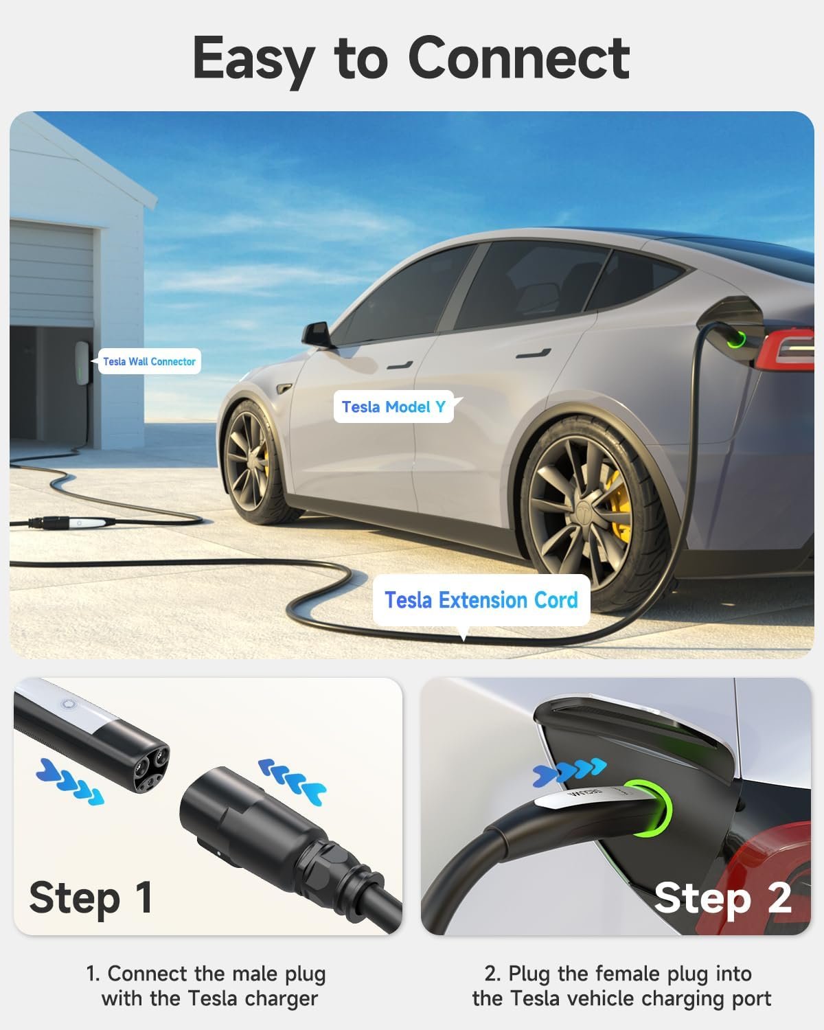 SEGUMA NACS Tesla Extension Cable, Up to 40A 21FT EV Charger Extension Cord | 12KW NACS Extension Cord Compatible w Level 1/2 Tesla Charger, Tesla Wall/Destination Connector(not for Tesla Superchargers) - Image 6
